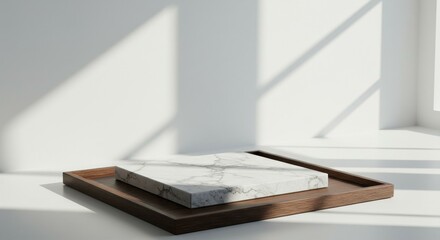 Poster - Marble Slab on Tray Showing Sunlit Interior Scene