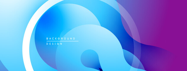 Poster - Abstract fluid shapes blend blues, purples. Modern design evokes movement, depth. Gradient colors create dynamic visual effect.
