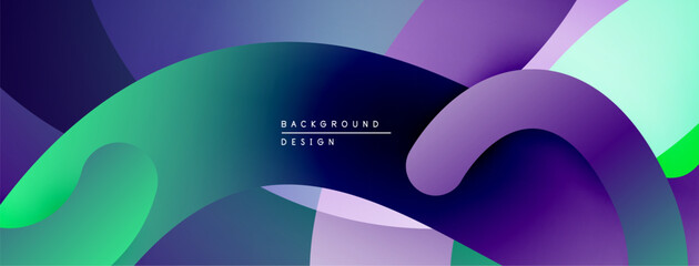 Aufkleber - Abstract fluid shapes overlap, creating vibrant gradients. Purple, teal, green hues dominate composition. Modern design element.