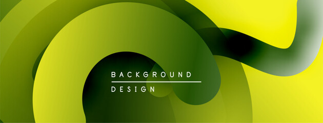 Poster - Abstract flowing shapes, vibrant greens, yellows create modern background. Minimalist design, smooth gradients offer visual interest.