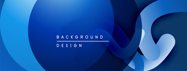 Aufkleber - Abstract blue layers create dynamic background. Smooth shapes overlap, offering modern visual appeal. Gradient shades enhance depth.