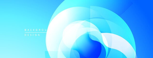 Aufkleber - Abstract blue design features overlapping circles, gradients. Modern aesthetic, clean composition, suitable background element.
