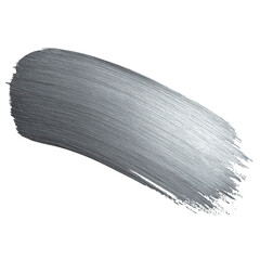 Poster - A single thick silver metallic paint brush stroke with visible bristle texture isolated on transparent background