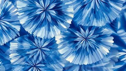 Aufkleber - Abstract floral design in shades of blue and white