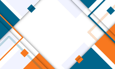 Poster - Futuristic design with geometric shape – Seamless 3D square shape pattern design with line– Abstract template with orange-blue color for decoration, poster, media, seminar