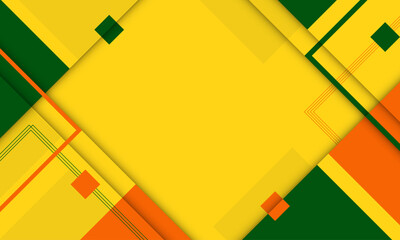 Poster - Futuristic design with geometric shape – Seamless 3D square shape pattern design with line– Abstract template with green-yellow-red color for decoration, poster, media, seminar