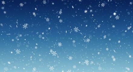 Poster - Falling Snowflakes on Blue Gradient Winter Background