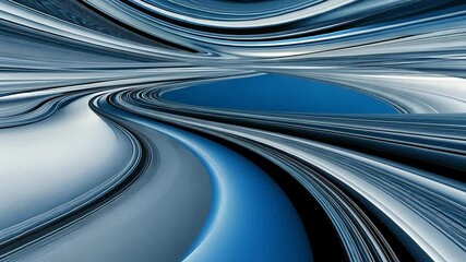 Poster - Abstract blue and white design with curved lines