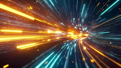 Poster - Futuristic light bursts create dynamic energy patterns in a vibrant digital landscape, Light Futuristic Background Video