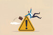 © gfxshakib2023 - Man falling off warning sign isolated on transparent background