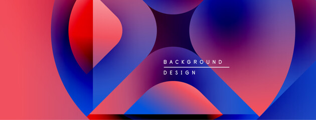 Poster - Abstract fluid shapes blend vibrant reds, blues. Gradient colors create dynamic visual impact. Modern design element.