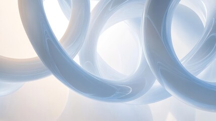 Poster - Abstract light blue rings with a smooth glossy surface and soft, diffused background