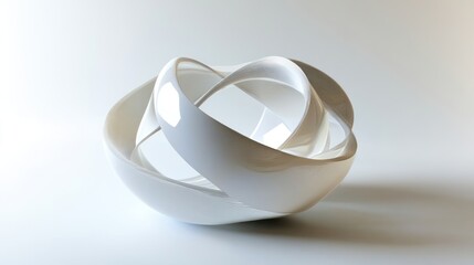 Poster - Abstract sculpture of interconnected forms on a minimalist background showcasing unity