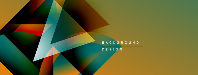 Poster - Abstract geometric shapes overlap, creating vibrant color gradients. Modern design elements suggest dynamic visual experience.
