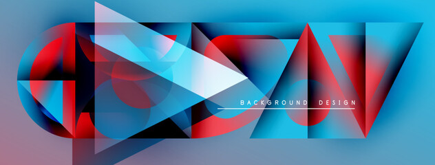 Poster - Abstract geometric shapes, vibrant colors, dynamic composition. Modern design elements create visually striking background.
