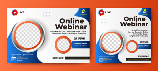 Fototapete - Editable webinar conference banner template. gradient abstract background color composition shape. Suitable for social media post Webinar. vector

