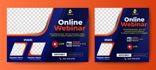 Fototapete - Online Seminar Meeting Digital business marketing social media post flyer template. vector