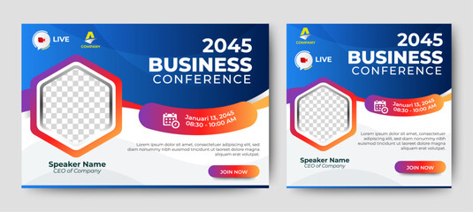 Wall Mural - business webinar live session conference flyer ad template. vector