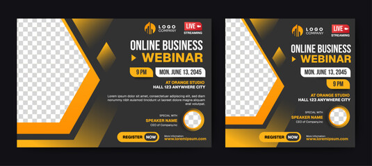 Fototapete - Digital marketing live webinar and corporate social media post template