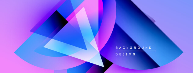 Aufkleber - Abstract shapes overlap, creating vibrant purple, blue gradients. Modern design elements suggest dynamic movement, visual depth.