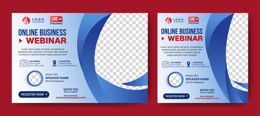 Fototapete - Digital marketing live webinar and corporate social media post template