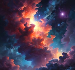 Wall Mural - Illustration of nebula with stars and galaxy.