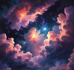 Wall Mural - Illustration of nebula with stars and galaxy.