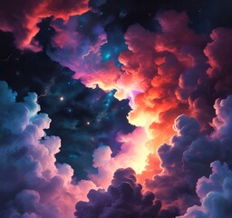 Wall Mural - Illustration of nebula with stars and galaxy.