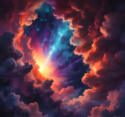 Wall Mural - Illustration of nebula with stars and galaxy.