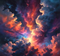 Wall Mural - Illustration of nebula with stars and galaxy.