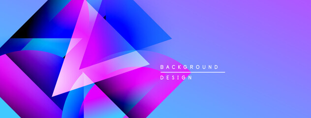 Poster - Abstract geometric shapes, vibrant purple, blue gradients. Modern design, suitable for digital backgrounds, presentations.