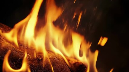 Poster - Golden fire gradient background displaying isolated flames and glowing embers with a captivating visual effect, Isolated of fire background, golden fire gradient on dark background