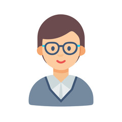 Poster - Flat Style Man with Glasses Avatar Profile User Interface Icon