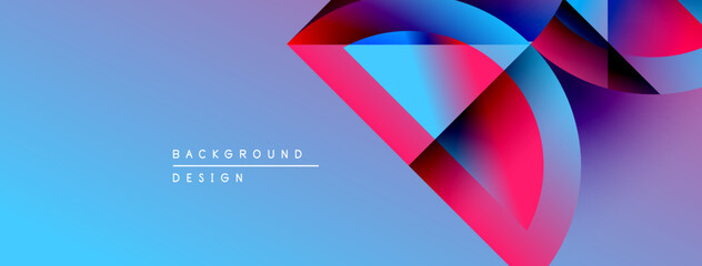 Poster - Abstract geometric design. Vivid blue, pink gradients create dynamic visual effect. Modern background suitable for presentations, branding.