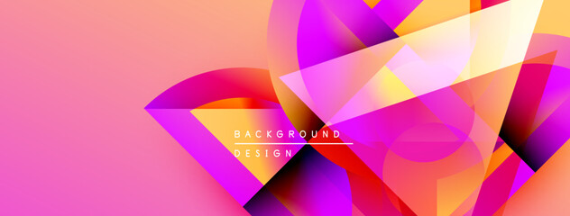 Aufkleber - Abstract geometric shapes overlap, creating vibrant pink, orange, purple gradients. Modern design elements suggest dynamic composition.