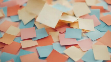 Poster - Colorful sticky notes are scattered across a white surface, creating a vibrant and dynamic composition that suggests brainstorming, idea generation, and creative thinking