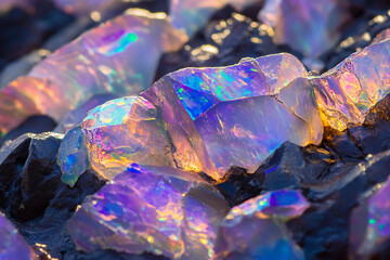Poster - Colorful gemstones in abstract design made generative AI