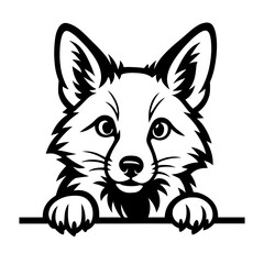 Poster - Minimalist black and white vector illustration of a fox. The design is perfect for various applications, such as logos, icons, and print materials.