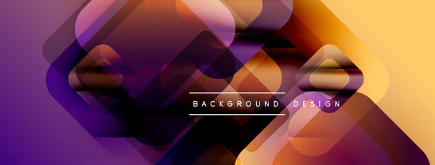 Aufkleber - Abstract gradient layers create dynamic visual effect. Purple, orange, yellow hues blend seamlessly. Modern design element.