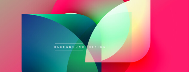 Poster - Abstract colorful layers overlap. Gradient shades create dynamic visual effect. Modern design element for backgrounds, presentations.