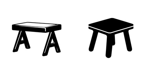 Poster - Silhouette pictogram icons set featuring various table designs with distinct styles and proportions for versatile design applications