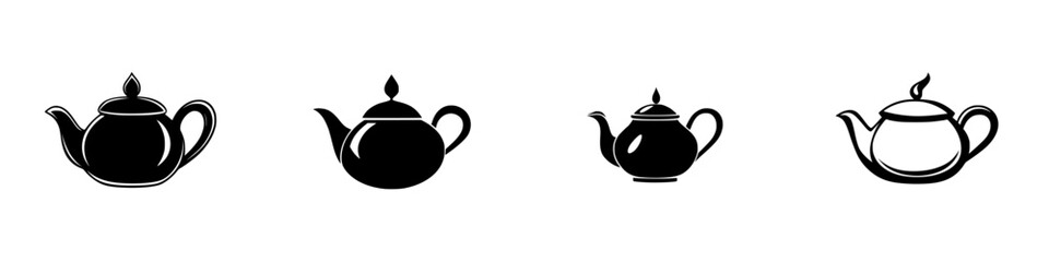 Poster - silhouette pictograms of teapots in various styles for creative design and illustration projects