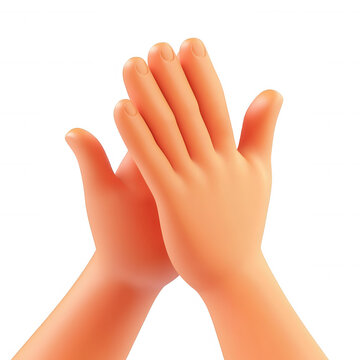 Cartoon hands icon clapping in 3d, conveying enthusiastic applause against transparent background