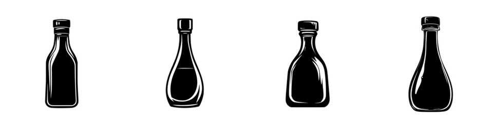Poster - Pictogram set of various bottle silhouettes used for graphic design and digital communication