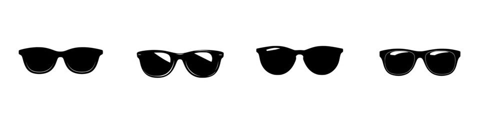Poster - Silhouette pictogram icons of various sunglasses styles suitable for design and graphic illustrations