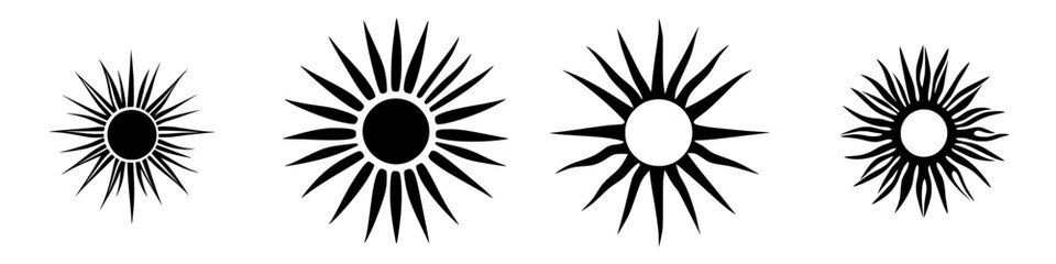 Poster - Silhouette pictograms of sun icons representing various styles and designs for creative projects and graphic media