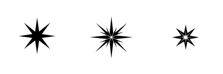 Poster - Vector icons depicting various star silhouettes for design, decoration, and illustration purposes