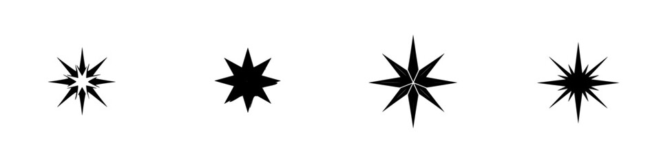 Poster - Isolated vector icons set featuring various star designs for creative projects and graphic design applications
