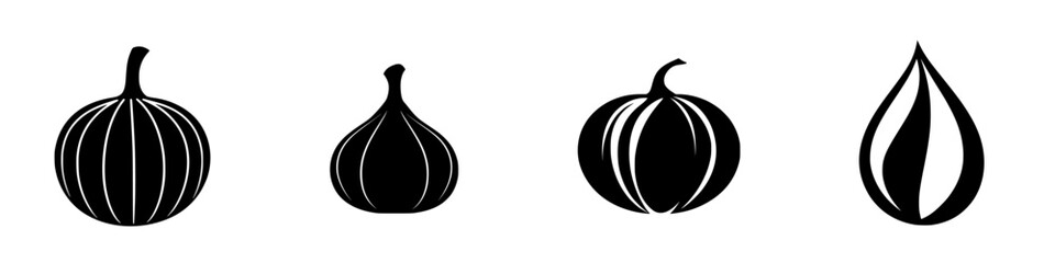 Poster - Vector icons showing silhouettes of various fruits and vegetables for graphic design projects