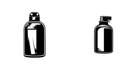 Poster - Silhouette pictograms of two distinct bottle shapes suitable for various product representations in minimalist design